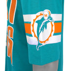 Dolphins sleeve print with white and orange stripes