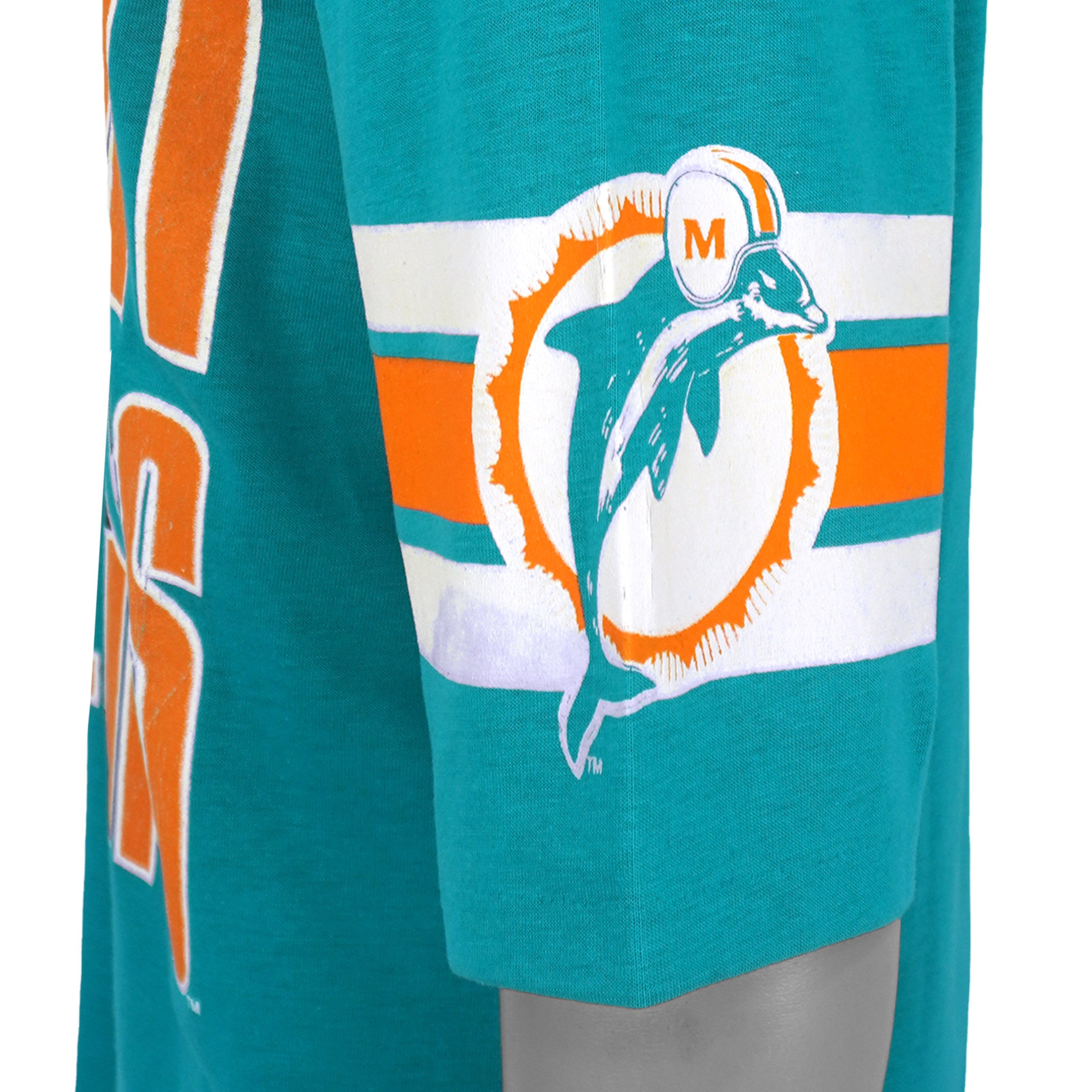 Dolphins sleeve print with white and orange stripes