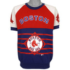 Red blue and white Boston Red Sox shirt with large front logo