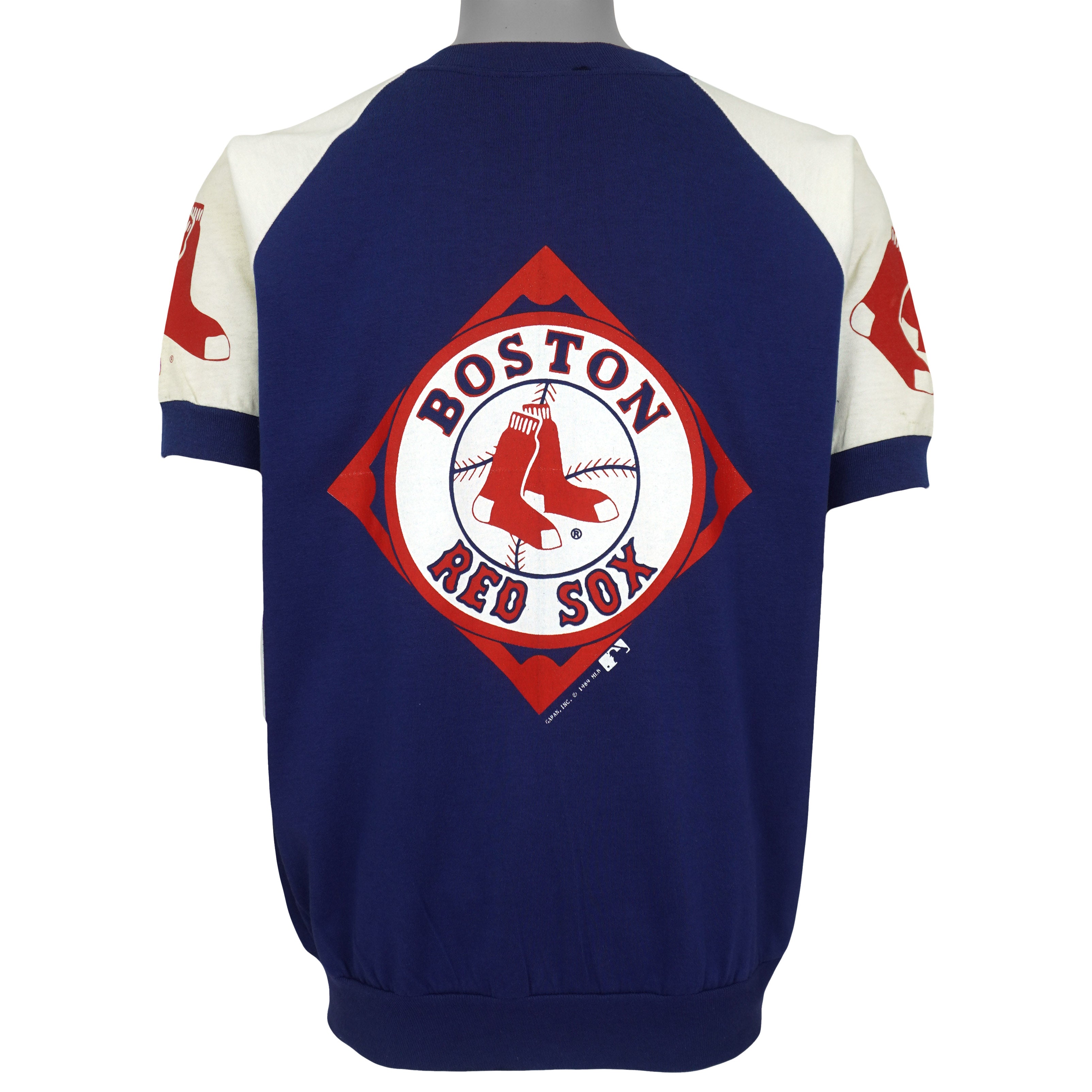 Back of the Red Sox shirt with a large diamond logo