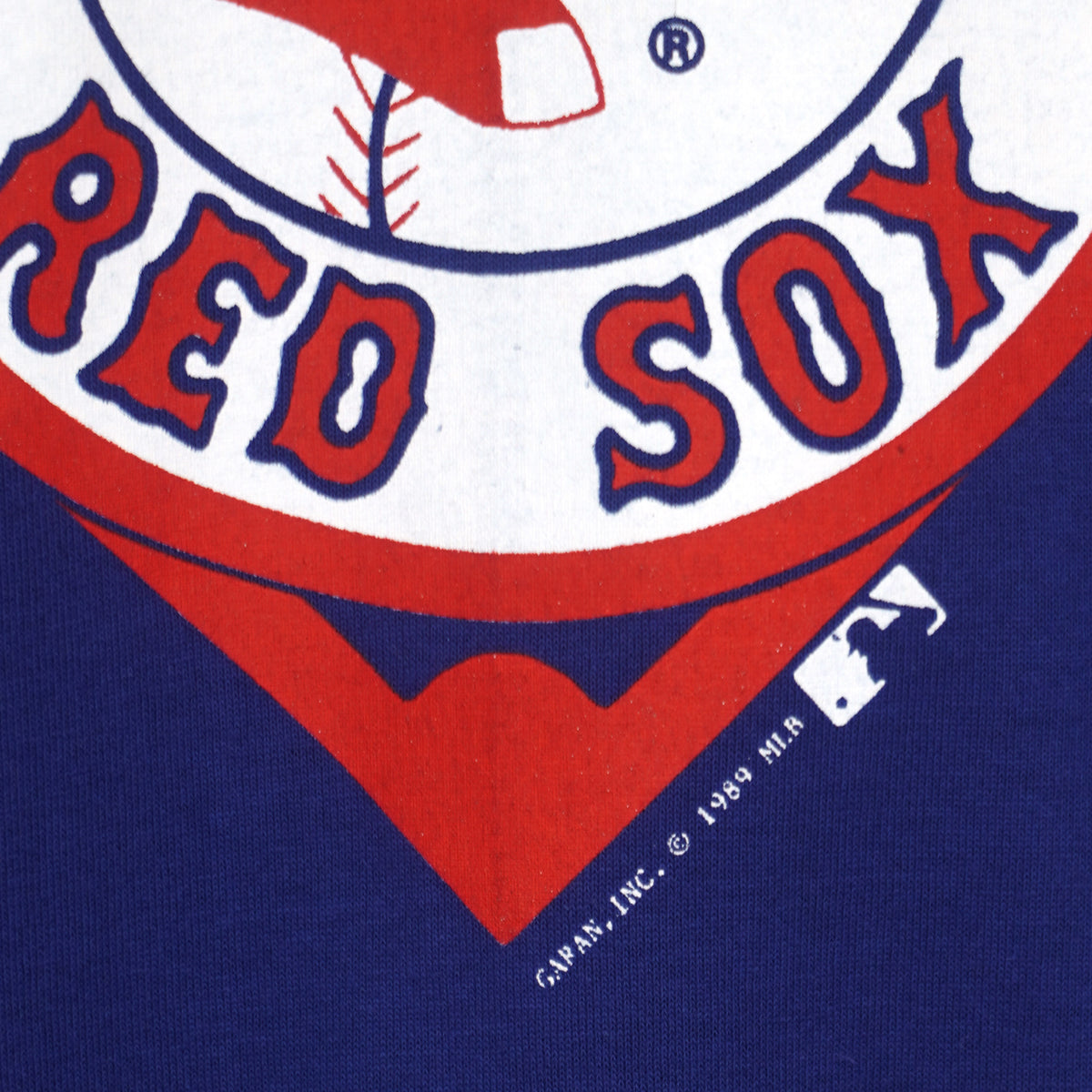 Close view of the Red Sox graphic and 1989 Garan copyright