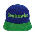 NFL (Starline) - Seattle Seahawks Corduroy Snapback Hat 1990s OSFA Vintage Retro Football