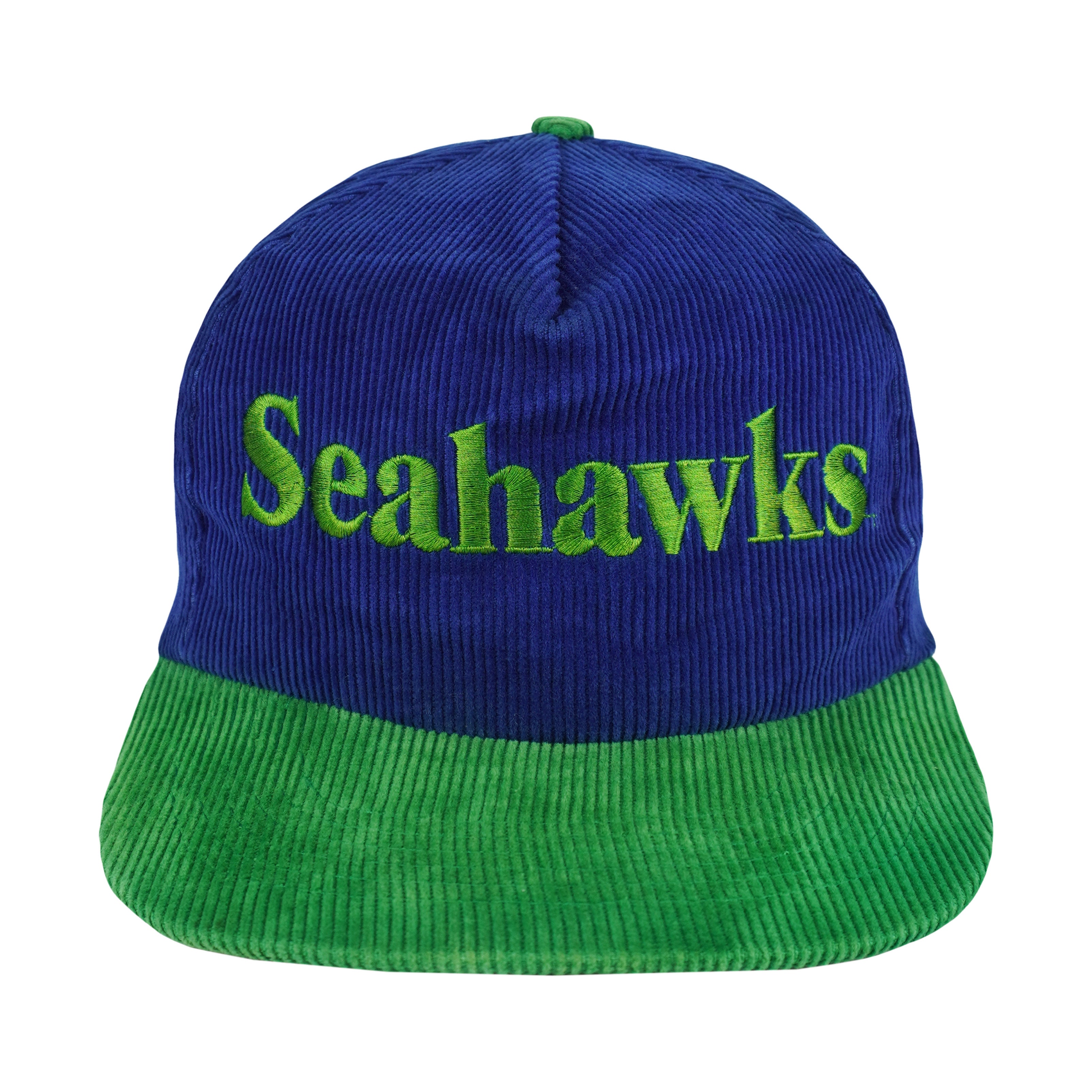NFL (Starline) - Seattle Seahawks Corduroy Snapback Hat 1990s OSFA Vintage Retro Football