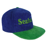 NFL (Starline) - Seattle Seahawks Corduroy Snapback Hat 1990s OSFA Vintage Retro Football
