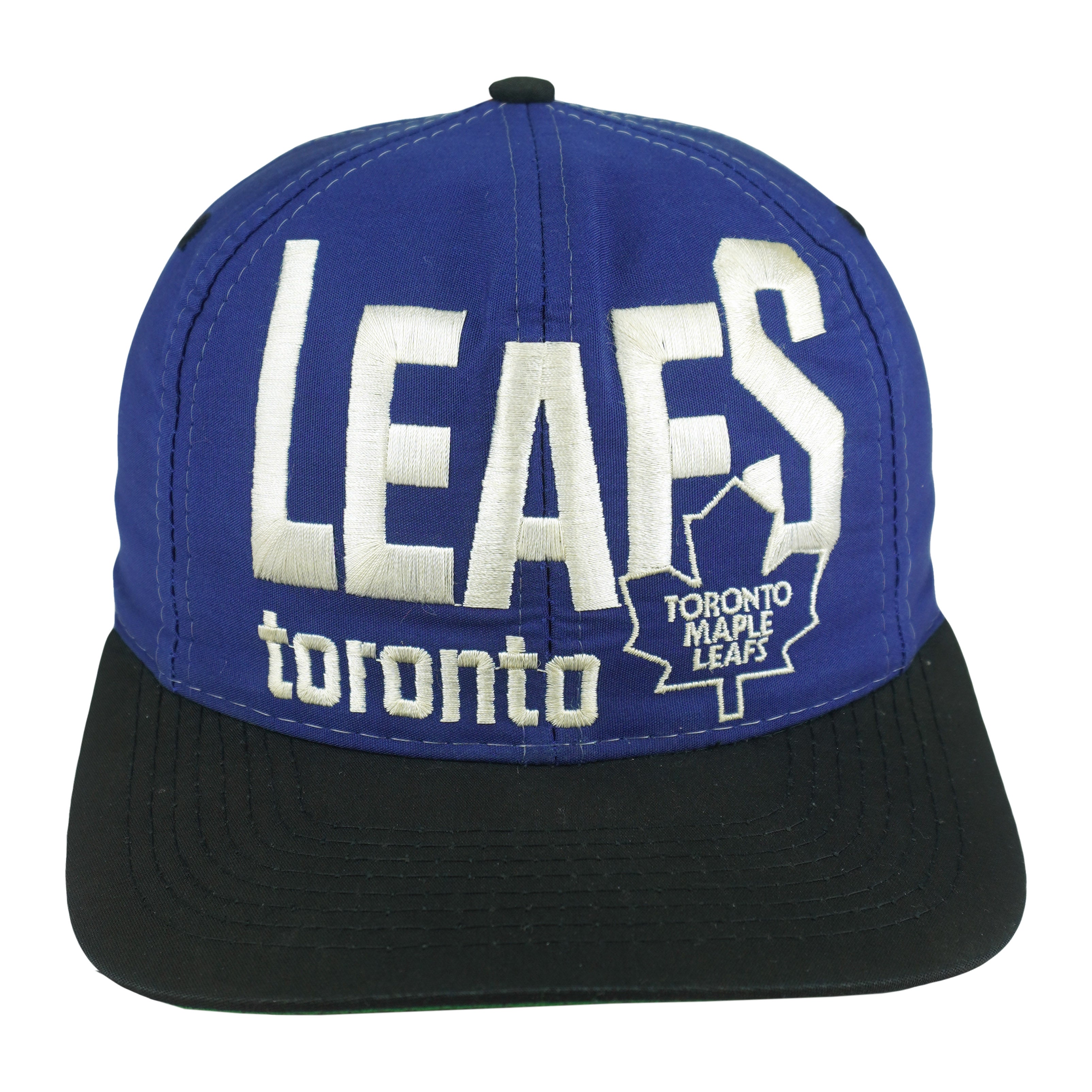 NHL (Competitor) - Toronto Maple Leafs Big Spell-Out Snapback Hat 1990s OSFA Vintage Retro Hockey