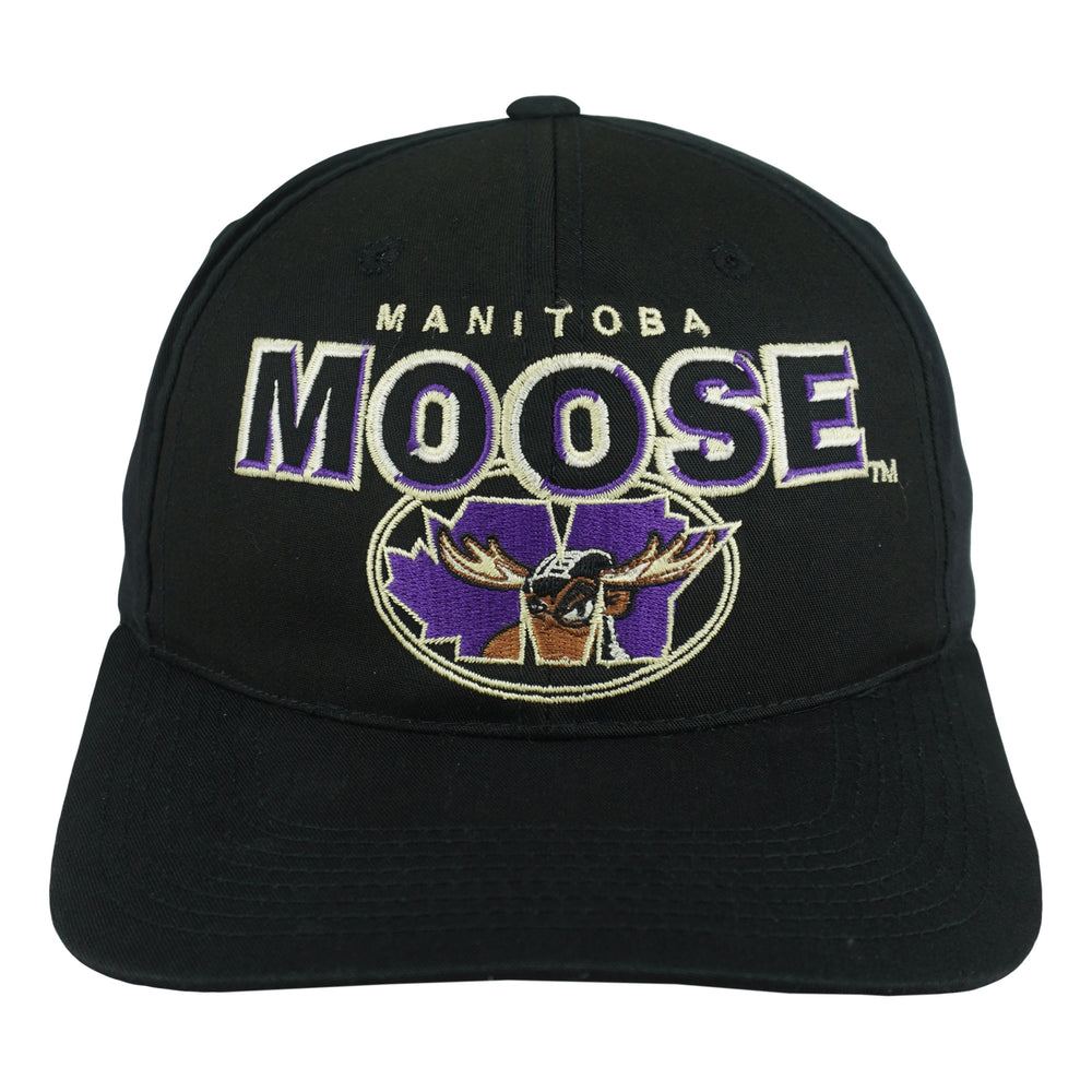 IHL - Manitoba Moose Big Logo Snapback Hat 1990s OSFA Vintage Retro Hockey