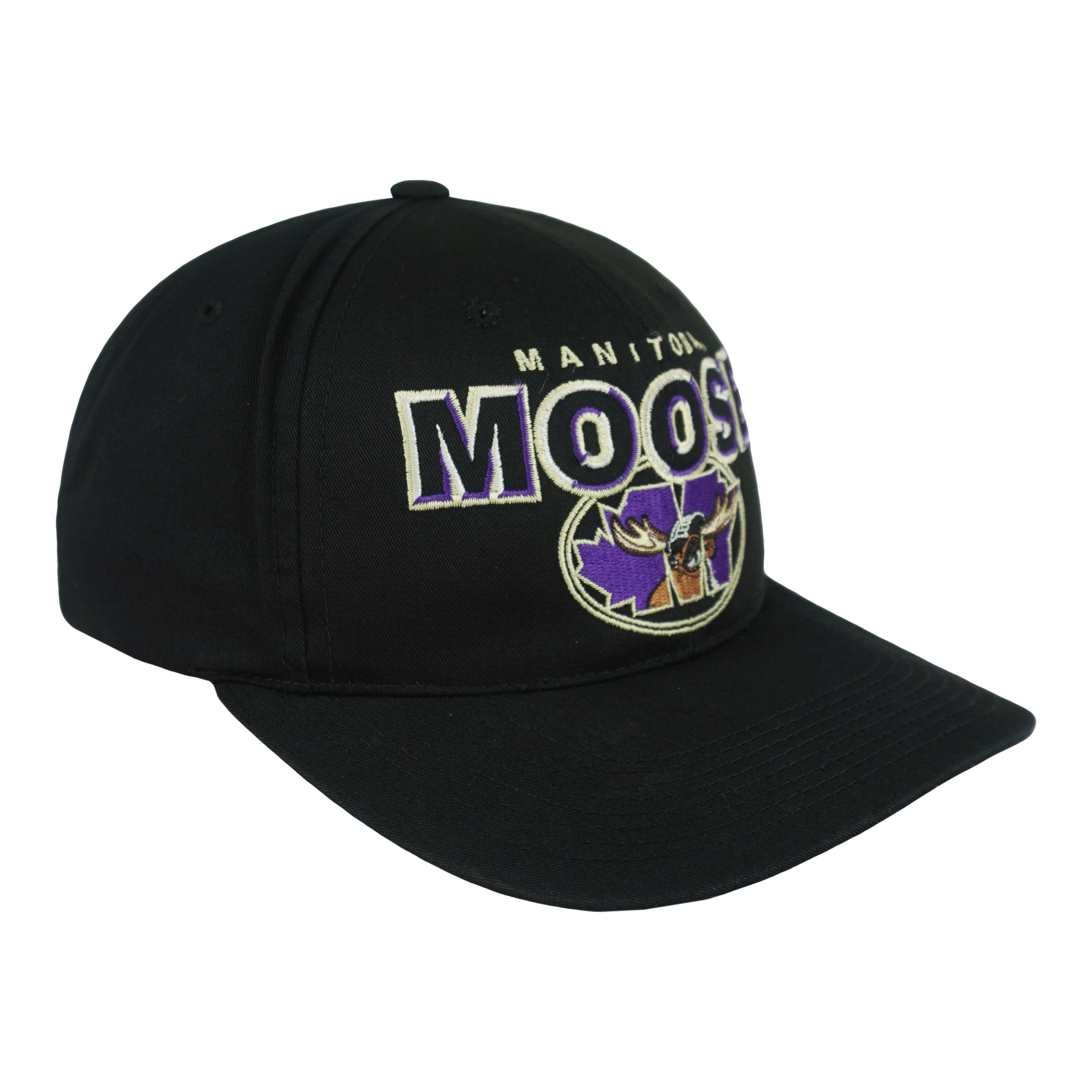 IHL - Manitoba Moose Big Logo Snapback Hat 1990s OSFA Vintage Retro Hockey