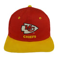 Red Kansas City Chiefs hat with yellow brim and embroidered arrowhead