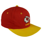 Angled view of the red Chiefs crown and yellow brim