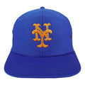 Blue New York Mets snapback hat with orange embroidered NY logo