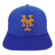 Blue New York Mets snapback hat with orange embroidered NY logo