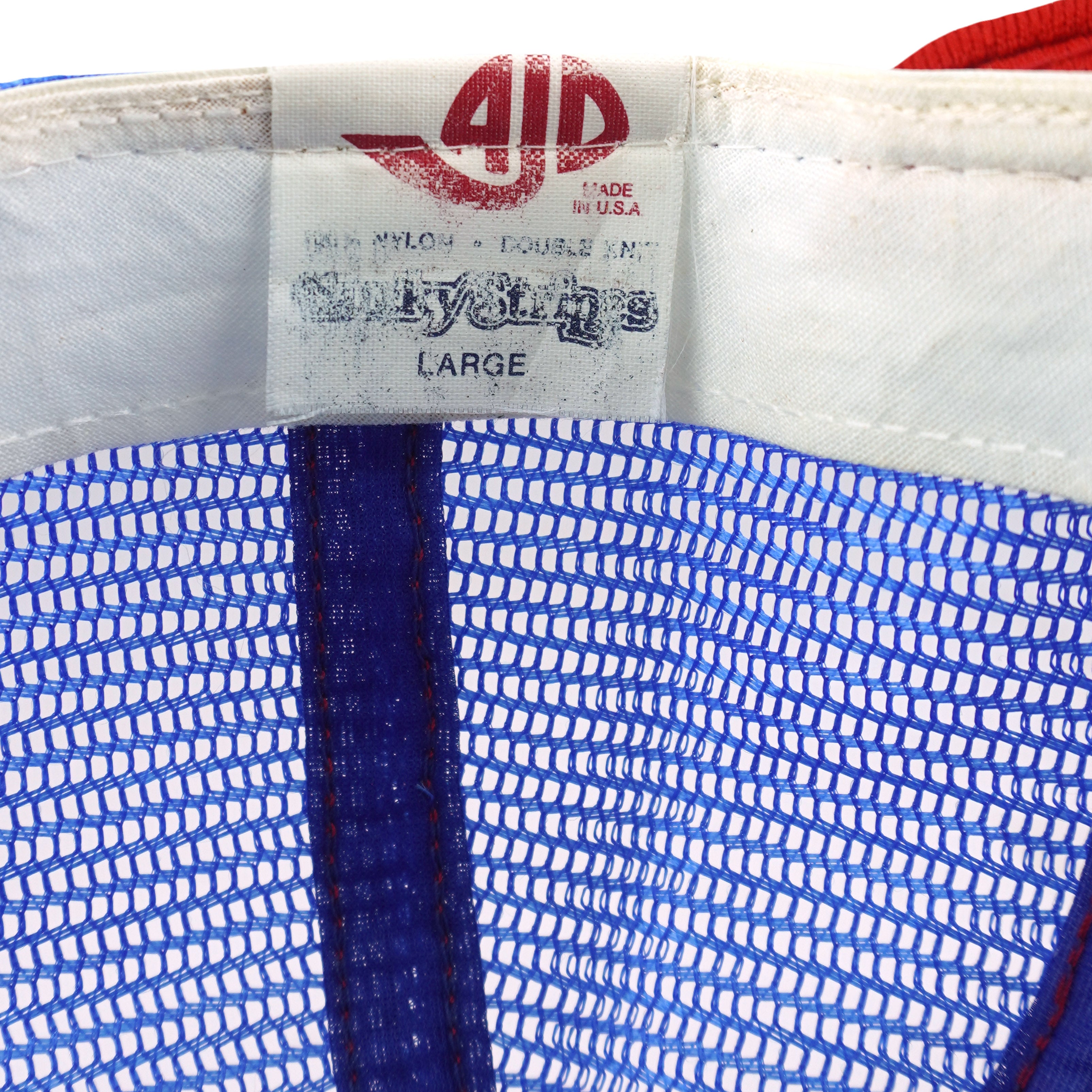AJD Large label inside the New York Giants trucker hat