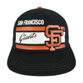 Black San Francisco Giants trucker hat with printed orange and white graphic