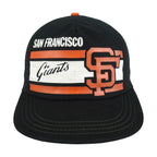 Black San Francisco Giants trucker hat with printed orange and white graphic