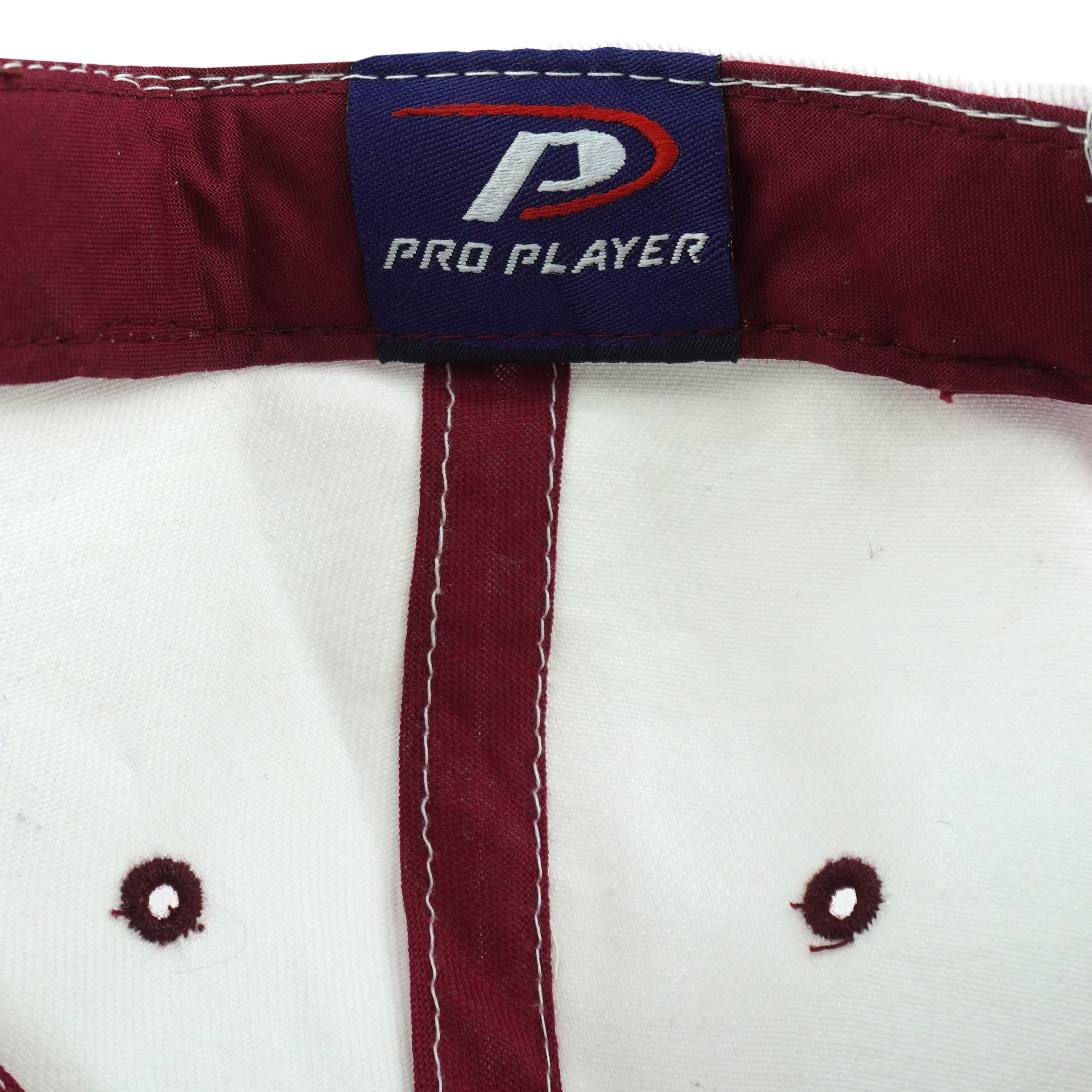 Pro Player woven label inside the white Cardinals hat