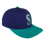 Angled Mariners cap showing blue crown panels, teal brim and compass-S embroidery