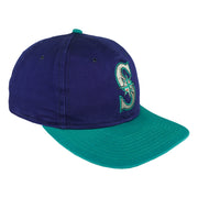 Angled Mariners cap showing blue crown panels, teal brim and compass-S embroidery