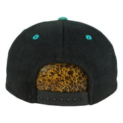 Rear snap-closure view of the black and teal New Orleans Bourbon Street snapback cap
