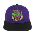 Front view of the purple, black, and green 1990s Hard Rock New Orleans Mardi Gras snapback cap