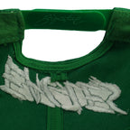 Signature closure emboss detail of the green and black Philadelphia Eagles wraparound-word snapback cap