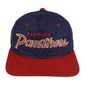 Front view of the blue, red, and green 1990s NHL Florida Panthers Sports Specialties snapback cap