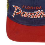 Front embroidery close view of the blue, red, and green Florida Panthers Sports Specialties snapback cap