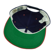 Interior and green underbrim view of the blue, red, and green Florida Panthers Sports Specialties snapback cap