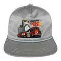 Front view of the gray 1990s Canada's Grain Train CN railroad rope snapback hat by Athletic Headwear
