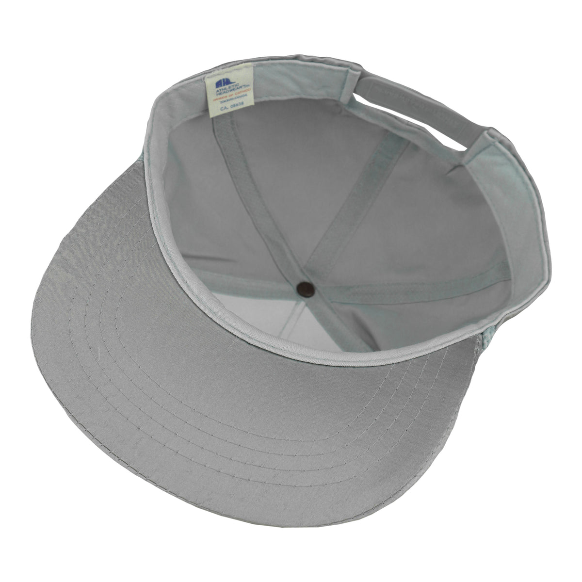 Interior view of the gray Canada's Grain Train hat showing the matching brim and crown seams