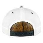 Interior crown and underbrim view of the white, black, and green The Rock Alcatraz scenic snapback hat
