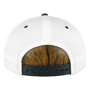 Interior crown and underbrim view of the white, black, and green The Rock Alcatraz scenic snapback hat