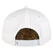 Rear view of the white Tampa Bay Buccaneers hat with white plastic snapback closure