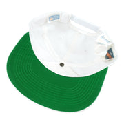 Interior view of the Tampa Bay Buccaneers hat showing green underbrim and white crown seams