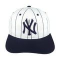 New York Yankees cap front with a white pinstriped crown, navy brim and NY logo