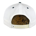 Rear view of the white Tennessee Titans hat with cream plastic snapback closure
