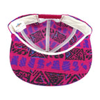 Interior crown and underbrim view of the pink, purple, and black Crandon Wisconsin fishing rope snapback hat