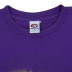 Close view of the True Fan label inside the purple Tampa Bay Devil Rays 2000 t-shirt
