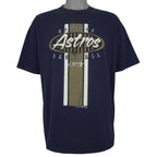 Front view of the navy 1998 MLB Houston Astros t-shirt with a large baseball graphic