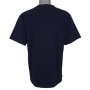 Plain navy Astros T-shirt back with the short sleeves unrolled