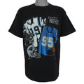 Front view of the black NFL Carolina Panthers 1993 Player Collage t-shirt by Nutmeg
