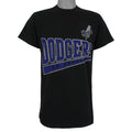 Front view of the black 1998 MLB Los Angeles Dodgers t-shirt with a large team logo graphic