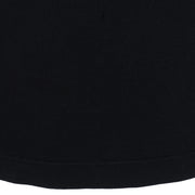 Small worn spots in the black Dodgers T-shirt fabric above the lower hem