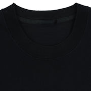 Black Dodgers T-shirt neckline showing where the neck label was removed