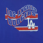 Close view of geometric Dodgers graphic on the royal blue Los Angeles Dodgers Geometric Logo t-shirt