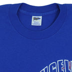 Close view of the Trench Manufacturing label inside the royal blue Los Angeles Dodgers Geometric Logo t-shirt