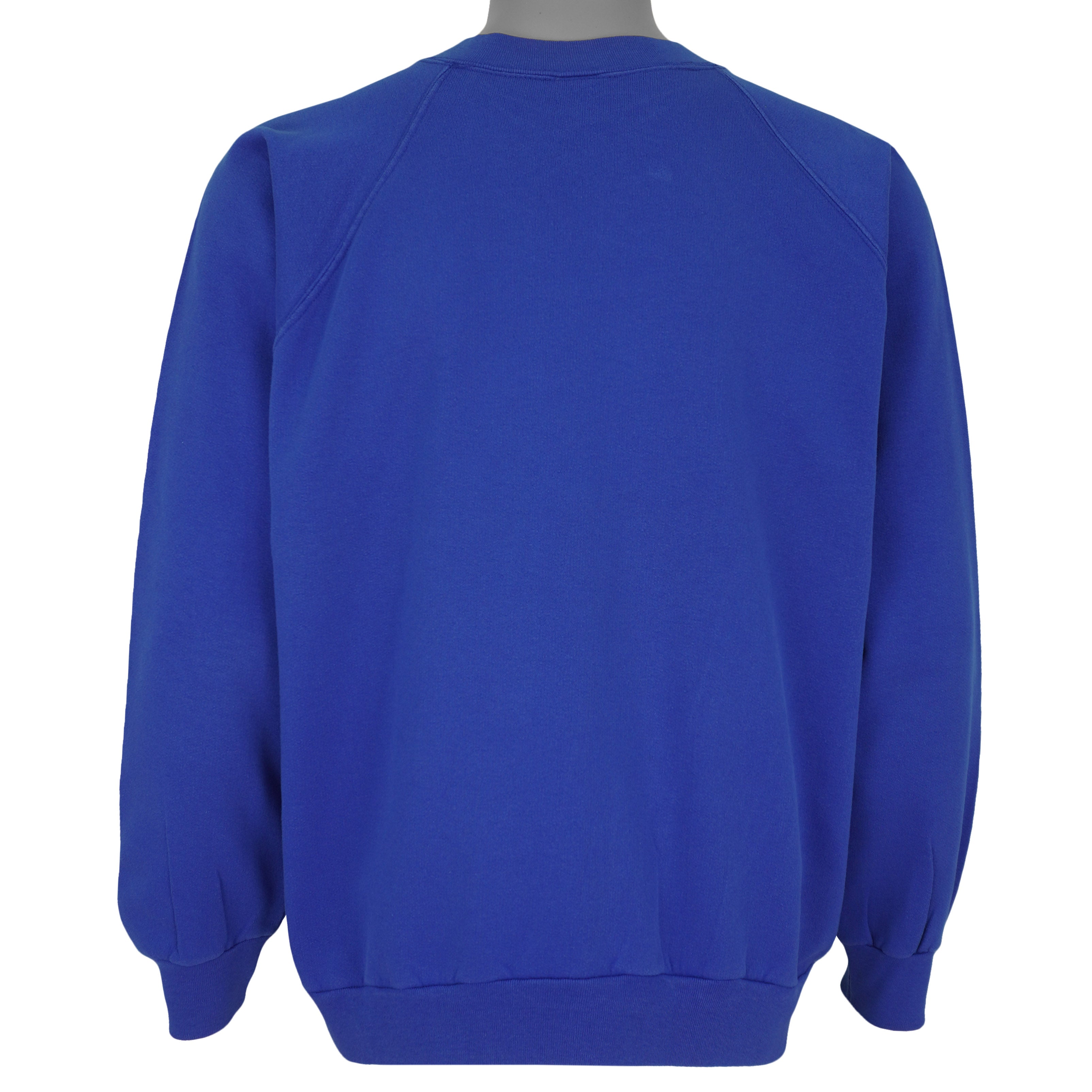 Back view of the royal blue Seattle Seahawks 1988 AFC West Champions sweatshirt showing plain back