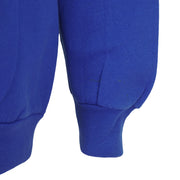 Close view of the blue Seahawks sweatshirt sleeves and ribbed cuffs