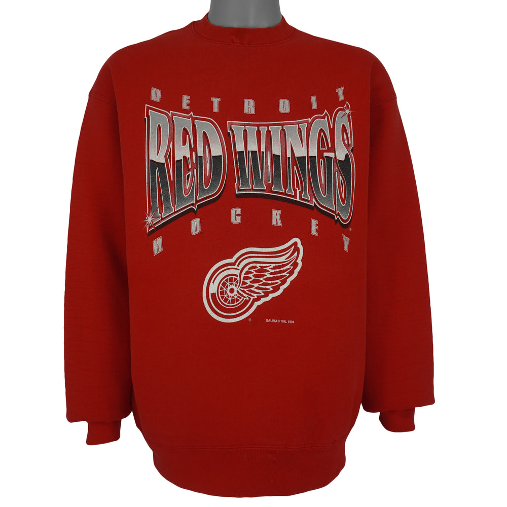 Front view of the red 1994 NHL Detroit Red Wings Logo sweatshirt by Salem