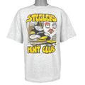 Full front view of the gray Pittsburgh Steelers Hunt Club T-shirt with football fan cartoon graphic