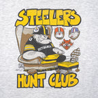 Front graphic close-up of the gray Pittsburgh Steelers Hunt Club T-shirt